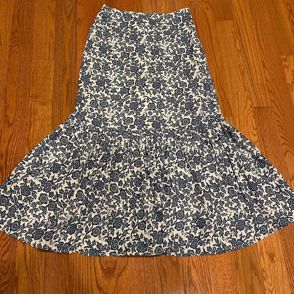 Blue floral cotton max skirt from Chadwick’s size 4